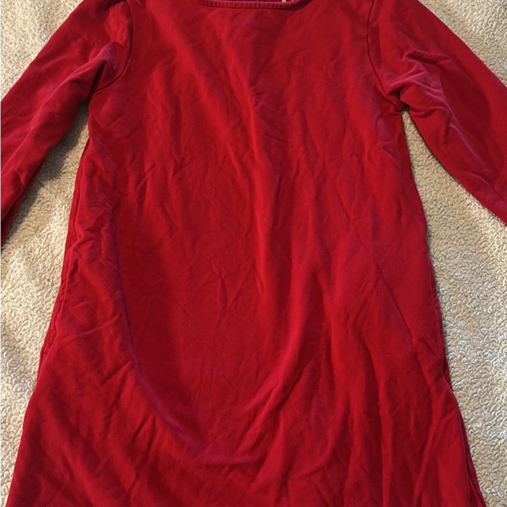 Casual Red Tunic Dress with Long Sleeves